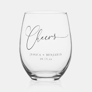 Vaso De Vino Brindis Minimal Negro Letra Personalizada Favor de