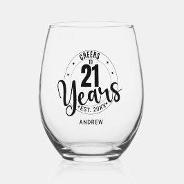 VASO DE VINO BRINDIS POR 21 AÑOS