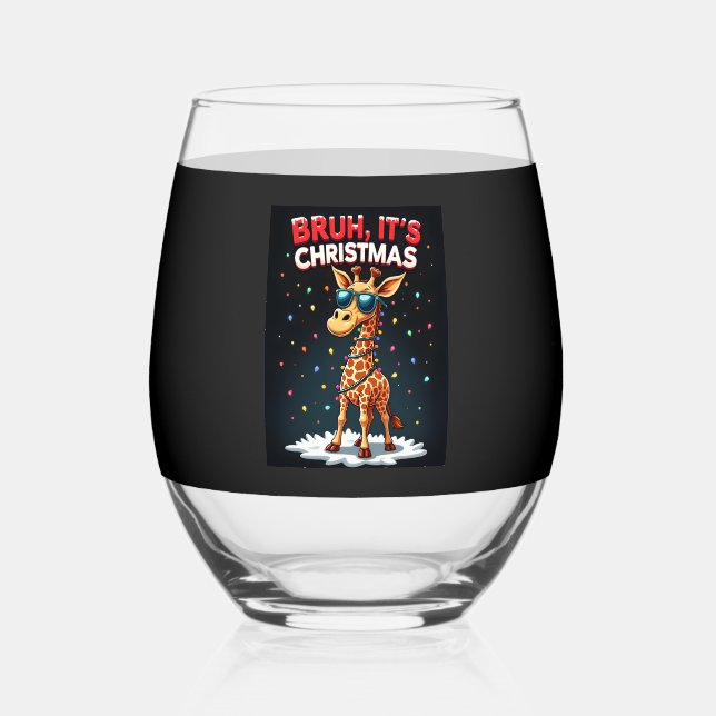 Vaso De Vino Bruh It's Christmas Giraffe Funny Dabbing Long Sle (Anverso)