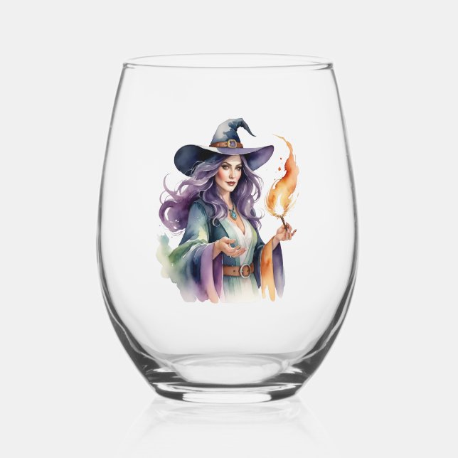 Vaso De Vino Bruja con fuego (Anverso)