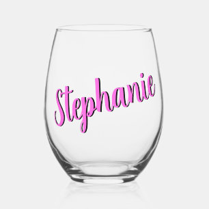 Vaso De Vino Bubblegum Pink 3D Elegante Estilo Escrito A Mano N