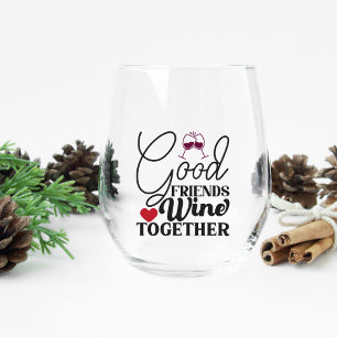 Vaso De Vino Buenos Amigos Vino Juntos Vidrio Sin Pelo