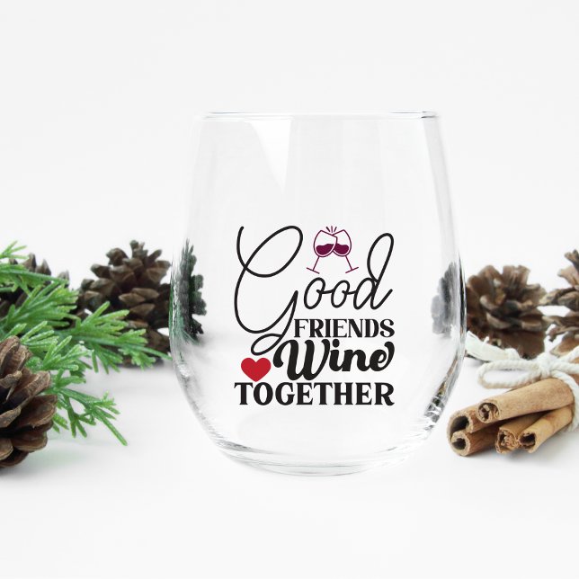 Vaso De Vino Buenos Amigos Vino Juntos Vidrio Sin Pelo (Subido por el creador)