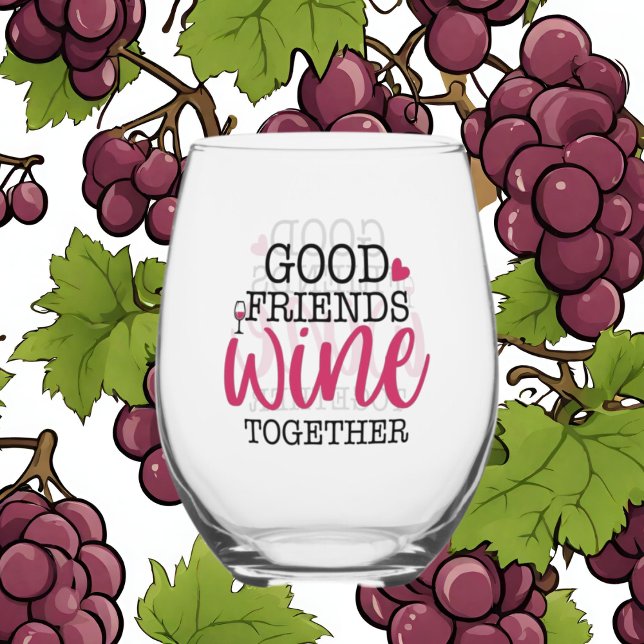 Vaso De Vino Buenos vinos divertidos de los amigos (Subido por el creador)