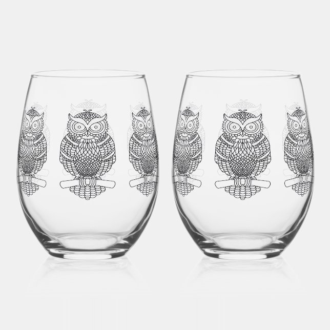 Vaso De Vino Búho - Copa de vino (Anverso)