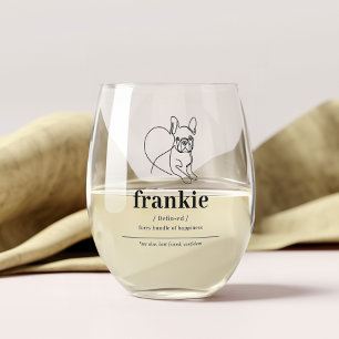 Vaso De Vino Bulldog francés de cristal de vino