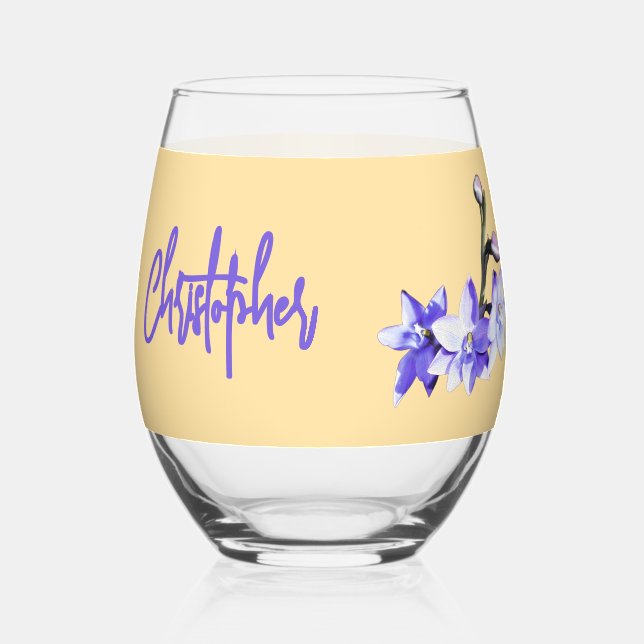 Vaso De Vino Butter Yellow & Lilac SunOrchid Named Wedding (Anverso)