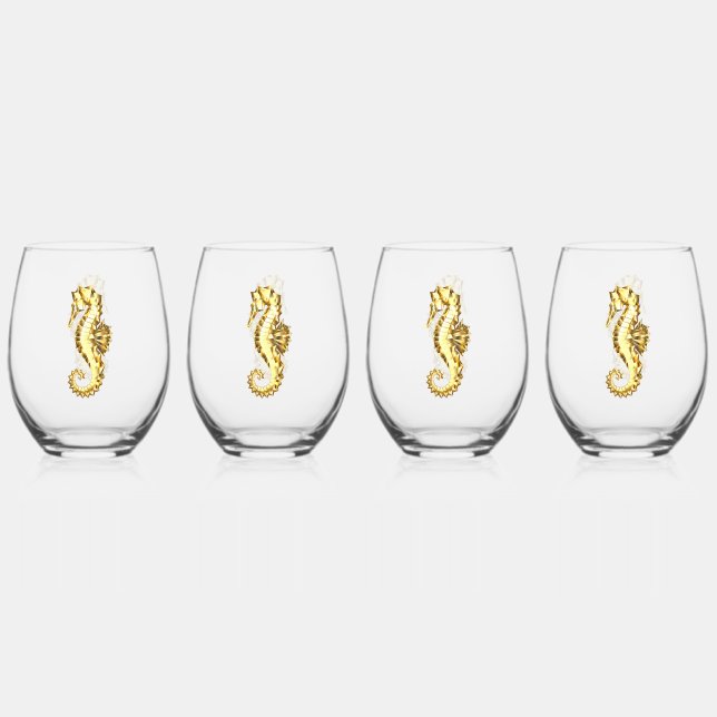 Vaso De Vino Caballo marino polígono de oro (Anverso)