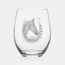Vaso De Vino Caballo y herradura en silencio personalizado