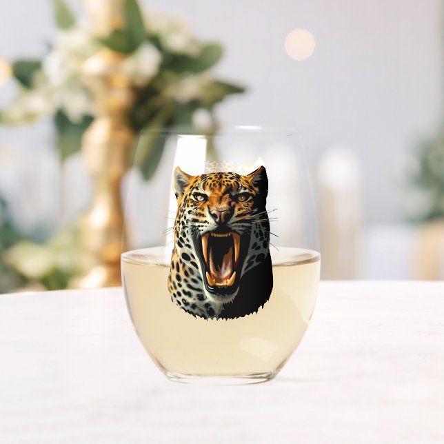 Vaso De Vino Cabeza de ataque ruidosa de leopardo (Insitu (Boda))