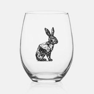 Vaso De Vino Cabeza de conejo de líneas geométricas