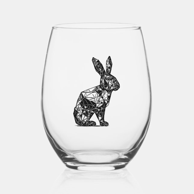 Vaso De Vino Cabeza de conejo de líneas geométricas (Anverso)