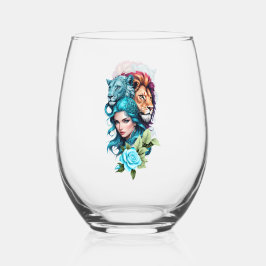 Vaso De Vino Cabeza de mujer hermosa con ojos expresivos