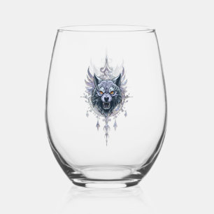 Vaso De Vino Cabeza mística de lobo.