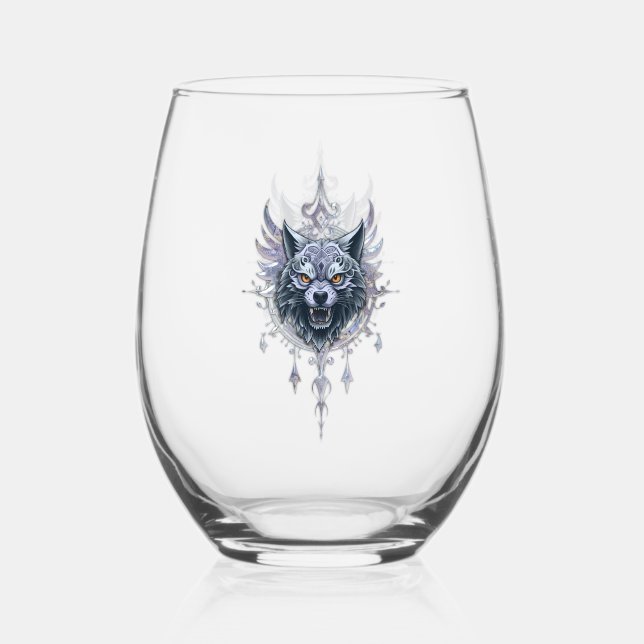 Vaso De Vino Cabeza mística de lobo. (Anverso)