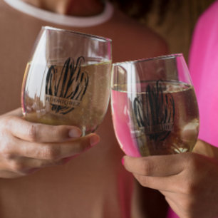 Vaso De Vino Cactus Elegante   Monograma de Boda