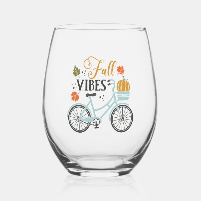 Vaso De Vino Cae Vibes Por Bicicleta (Anverso)
