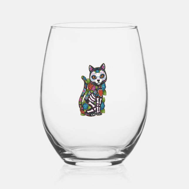 Vaso De Vino Calavera de azúcar en México Calavera Dia De Los M (Anverso)