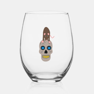 Vaso De Vino Calavera gótica y Rat Halloween