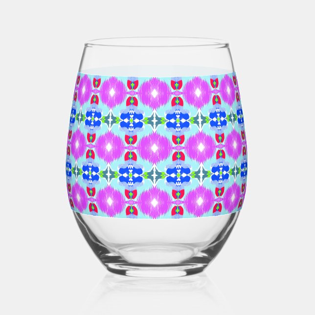 Vaso De Vino Calidoscopio Flor de Azure (Anverso)