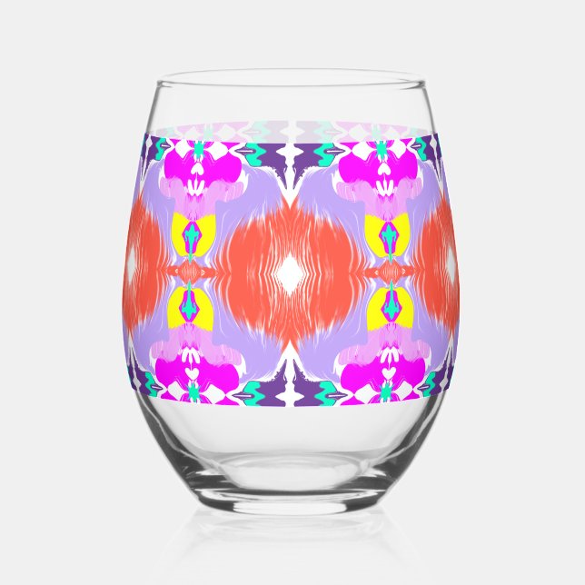 Vaso De Vino Calidoscopio Flor Solar (Anverso)