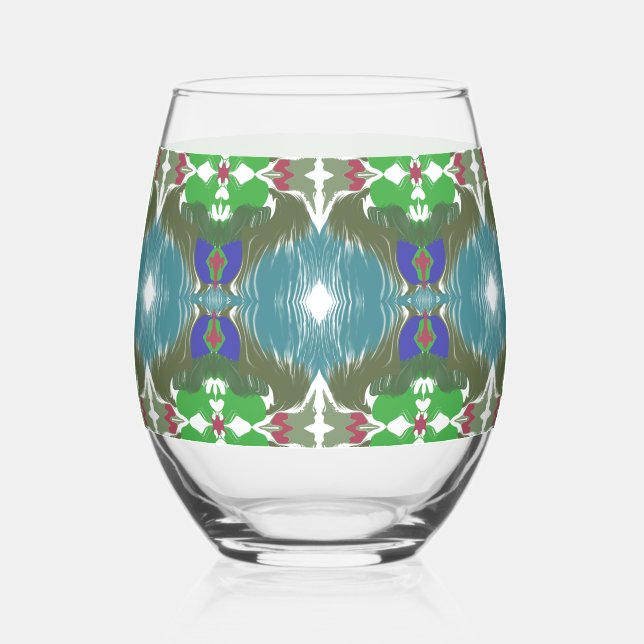 Vaso De Vino Calidoscopio Marea Esmeralda (Anverso)