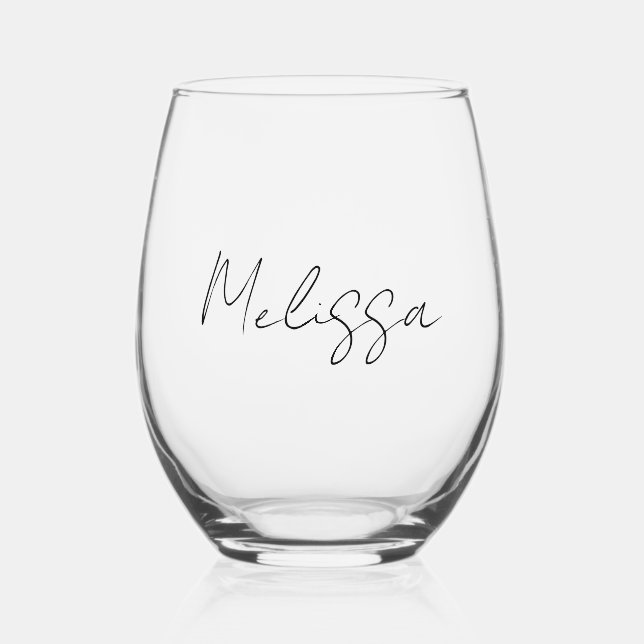 Vaso De Vino Caligrafía clásica elegante personalizada (Anverso)