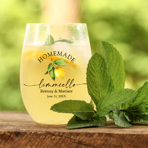 Vaso De Vino Calligrafía Watercolor Limoncello casero