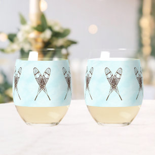 Vaso De Vino Calzado De Nieve En Papel Antiguo