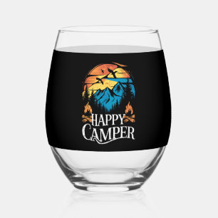 Vaso De Vino Camionera de camping feliz retro