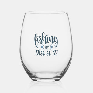 Vaso De Vino Camisa de pesca divertida con eslogan
