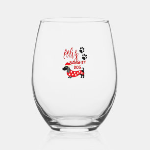 Vaso De Vino Camisas de Navidades de Dachshund _ Divertida Feli