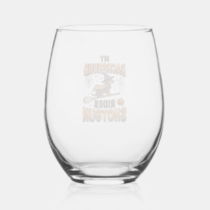 Vaso De Vino Camiseta Dachshund Bruja de Halloween con Escoba e