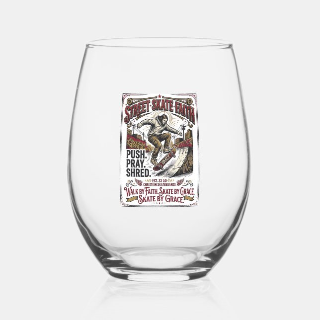 Vaso De Vino Camiseta de skate longboard Jesús cristiano (Anverso)
