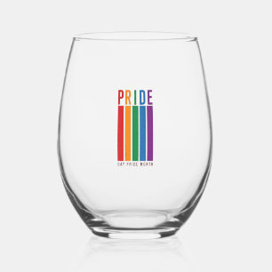 Vaso De Vino Camiseta de tipografía de arcoíris del mes del org