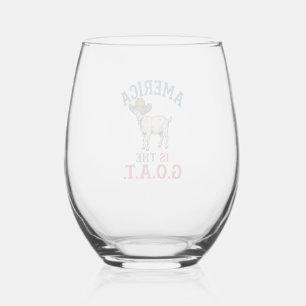 Vaso De Vino Camiseta de vaquero de cabra patriótica América es