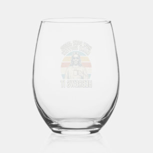 Vaso De Vino Camiseta divertida de Jesús café grabado vintage d