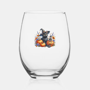 Vaso De Vino Camiseta esencial de gato ratón calabazas de Hallo