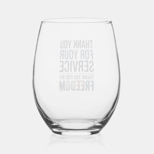 Vaso De Vino Camiseta Patriótica de Veterano Gracias por mi Lib