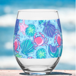 Vaso De Vino Campanas de cangrejos rosados en la playa de Prepp