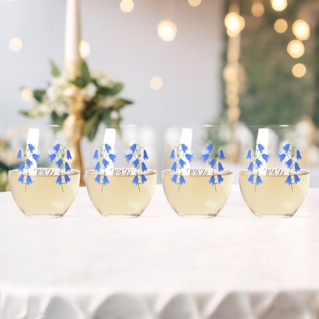 Vaso De Vino Campanillas Azules Encantadoras (Insitu (Boda))
