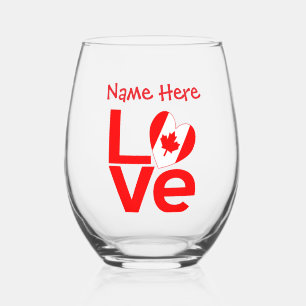Vaso De Vino Canadiense AMOR Rojo Personalizado