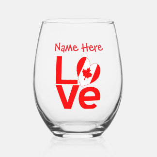 Vaso De Vino Canadiense AMOR Rojo Personalizado