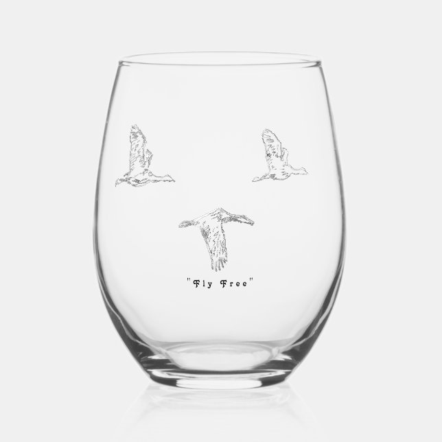 Vaso De Vino Canadiense Geese, "libre de vuelos" (Anverso)