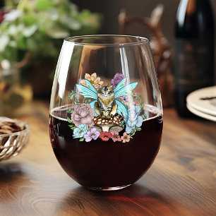 Vaso De Vino Caprichosa gata hada atigrada pastel Floral Fantas