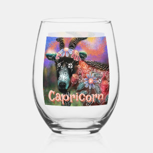 Vaso De Vino Capricornio floral capricornio capricónico