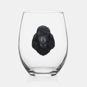 Vaso De Vino Cara de perro caniche negro