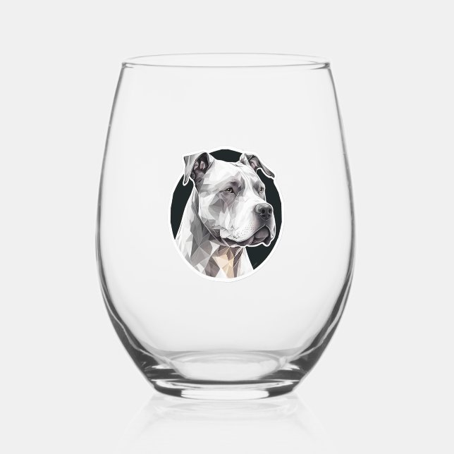 Vaso De Vino Cara de perro de Pitbull (Anverso)