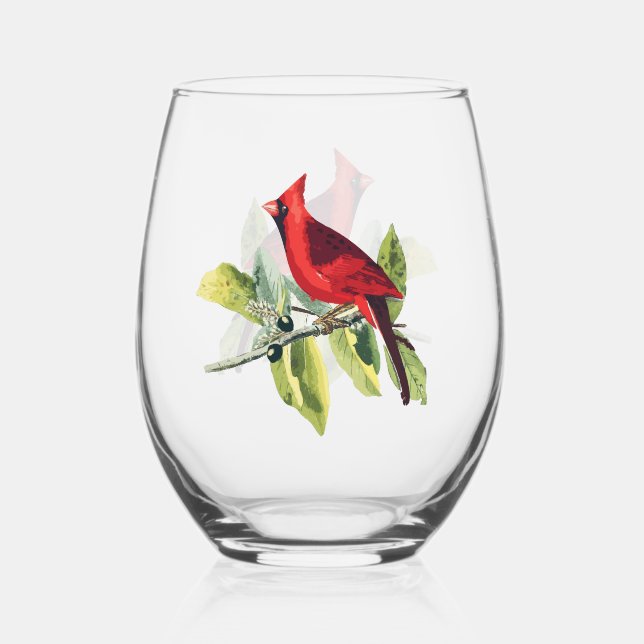 Vaso De Vino Cardenal rojo de invierno (Anverso)