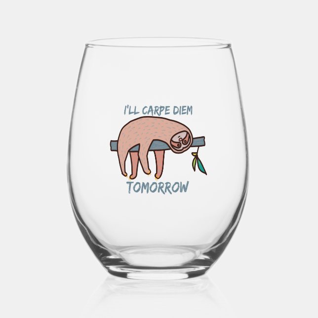 VASO DE VINO CARPE DIEM SLOTH (Anverso)